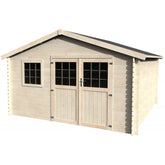 Abri de jardin Floran 17,31m² en bois massif 28mm avec double porte et fênetre – Décor et Jardin Ma boutique